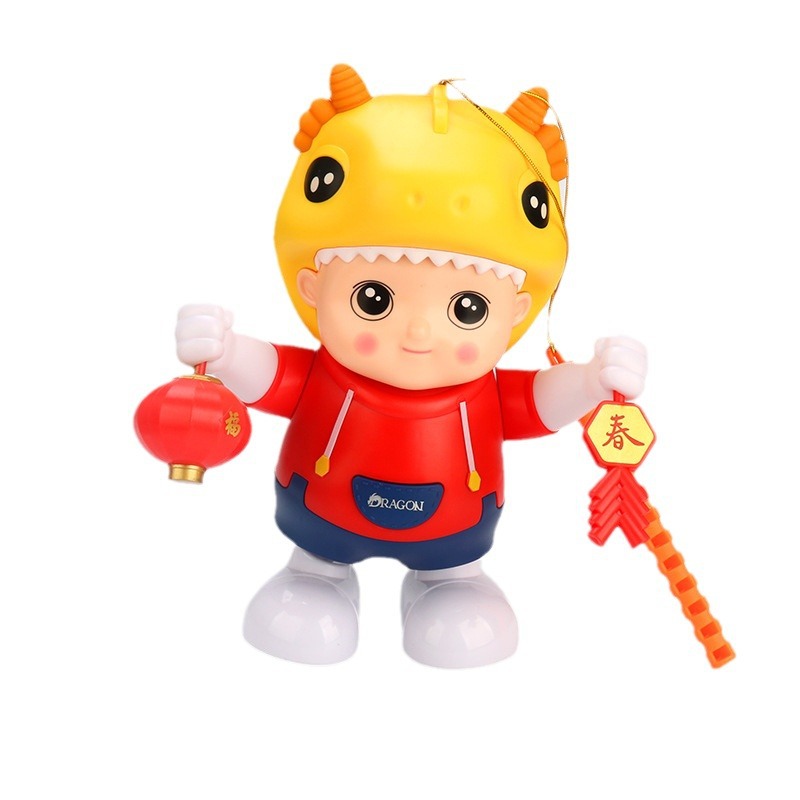 Dragón año mascota FESTIVAL DE medio otoño linterna portátil baile eléctrico tambores xiaolongbao música iluminación juguetes para niños