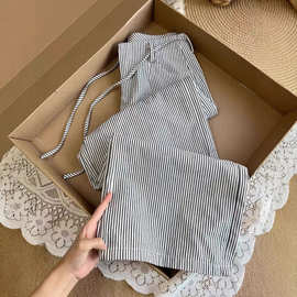 舒服好看又出片！设计感条纹直筒休闲裤女夏季宽松百搭高腰裤子潮