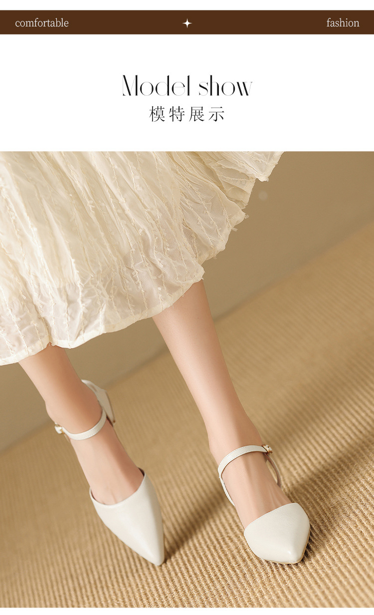 Sandal cao gót nữ mũi nhọn quai hậu kiểu Pháp — EH303 Đen chi tiết 12