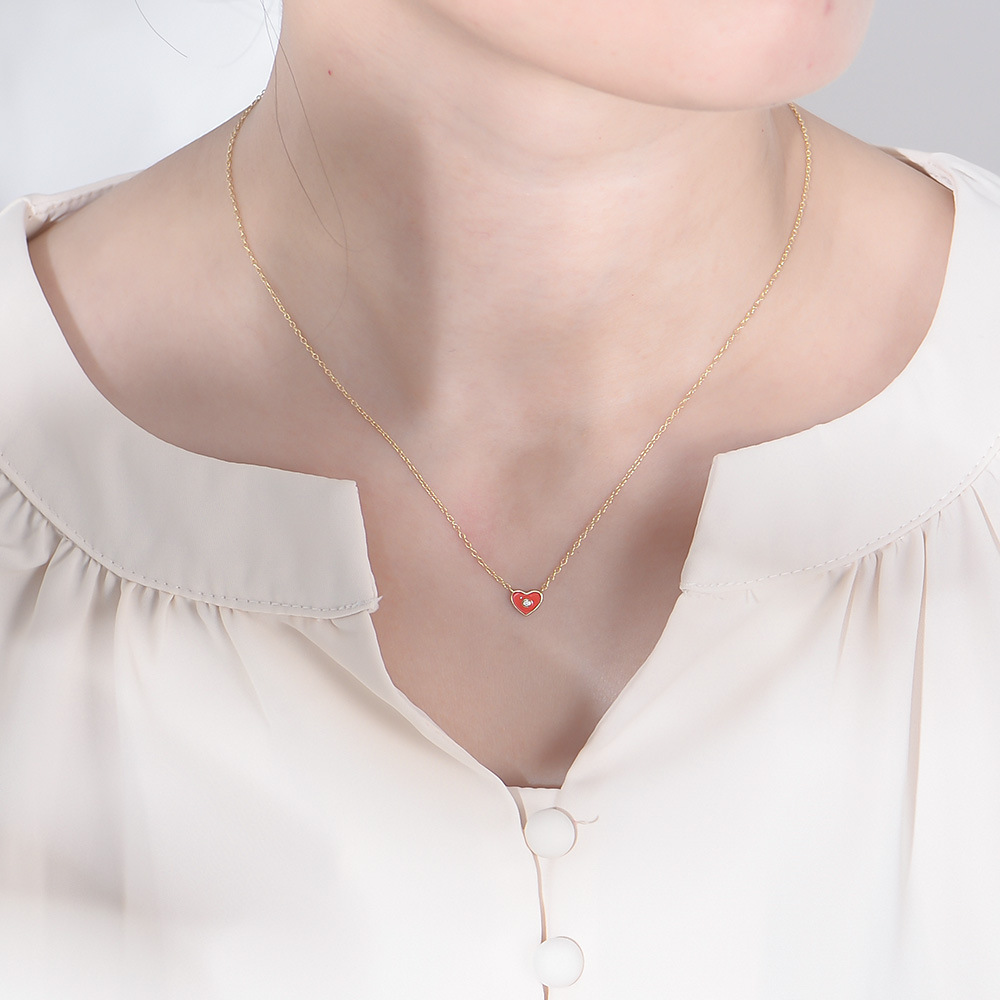 Internet celebridad chica fresca en forma de corazón colgante todo partido clavícula cadena s925 plata esterlina color epoxi collar en forma de corazón