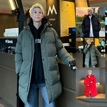 跨境批发情侣石墨烯连帽棉衣男女冬季新款中长款棉服时尚加厚保暖