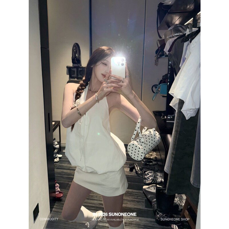 Super affordable and stylish white skirt set for women, summer halter neck floral backless top and bodycon skirt two-piece set Super affordable and stylish white skirt set for women, summer halter neck floral backless top and bodycon skirt two-piece set