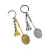 Golden metal keychain for badminton, souvenir, Birthday gift, wholesale