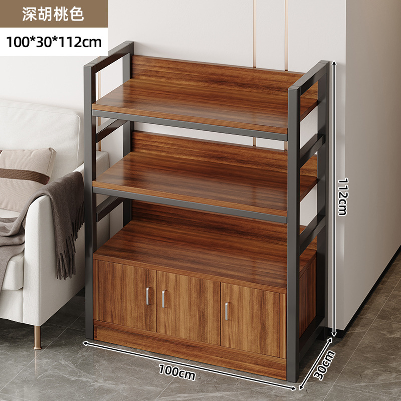 Nueces profundas + estantes negros en tres capas 100cm