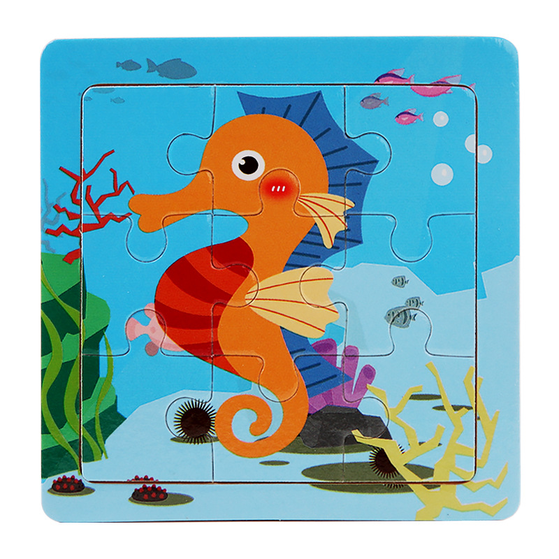 Puzzle infantil de madera mini 9 piezas puzzle puzzle puzzle animal de color pensamiento puzzle juguetes puzzle puzzle