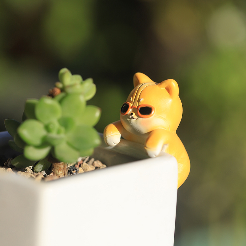 Creativo Corgi zakka escalada cilindro resina pequeños adornos lindo mascota micro paisaje maceta accesorios pecera colgante decoraciones