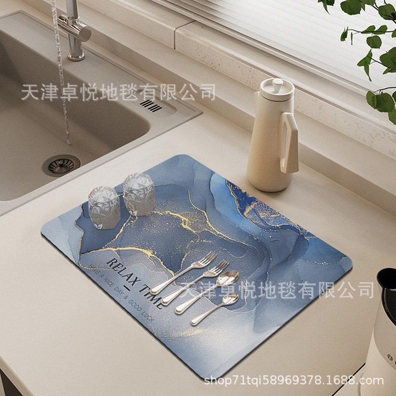 クロスボーダー大理石珪藻泥排水マットキッチンテーブル食器断熱乾燥マットバーアブソーバーマット|undefined