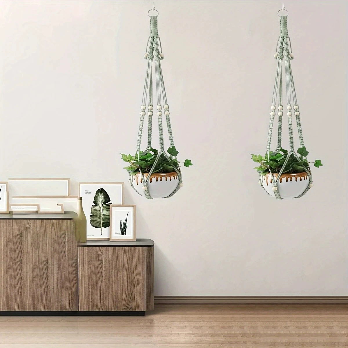 Сетчатая сумка для цветочного горшка, хлопковая веревка ручной работы, тканый цветочный горшок, комбинированный комплект, подвесная корзина, подвесная корзина для растений, цветочная корзина