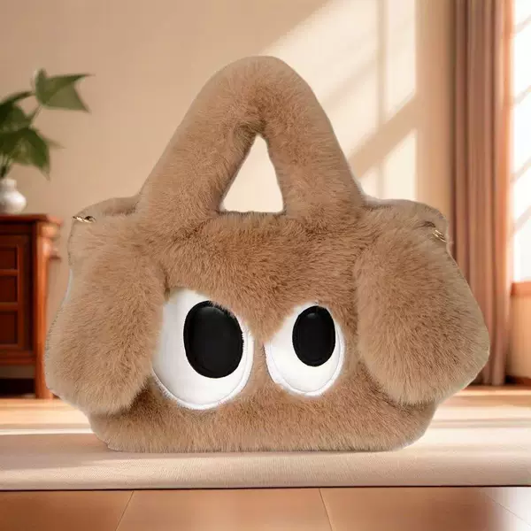 New Plush Big-Eyed Dog Bag, Outdoor Puppy Bag, Plush Handbag, Versatile Cute Crossbody Bag for Girls
