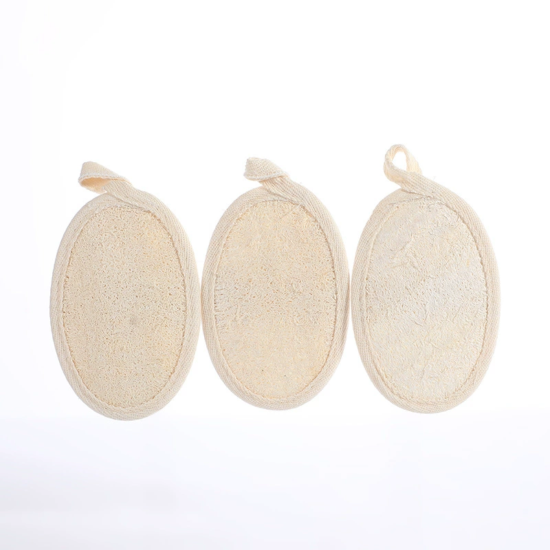 Loofah Bath Sponge (Natural), Cotton‑Linen & Loofah, Multiple Sizes 8×8–12×12 cm