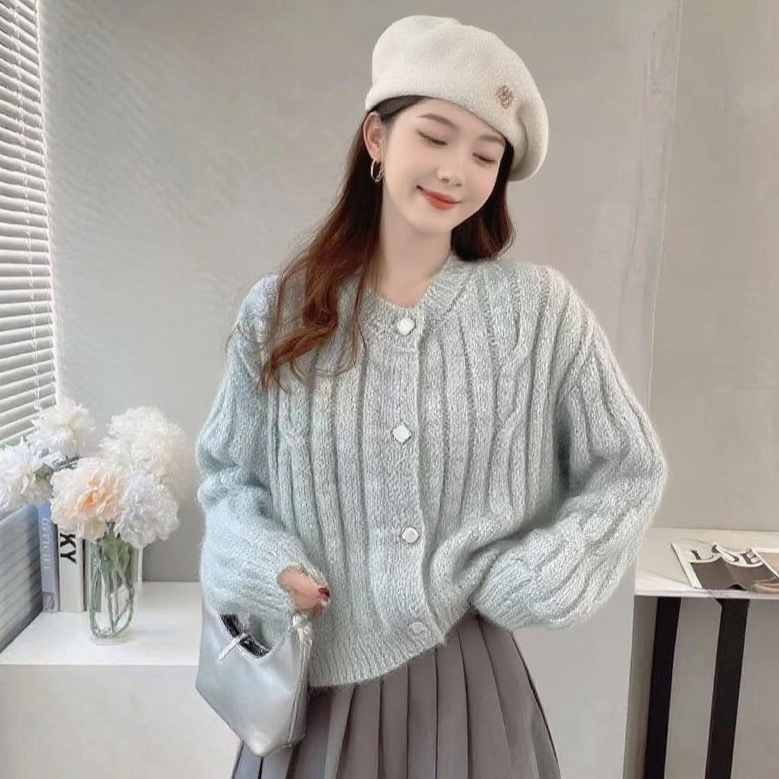 软糯毛衣女短款洋气2025秋冬新款外套闪亮珠片特种纱韩系针织开衫|undefined