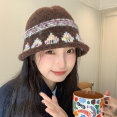 一眼沦陷~新款费尔岛复古针织渔夫帽女秋冬日系甜美显脸小毛线帽