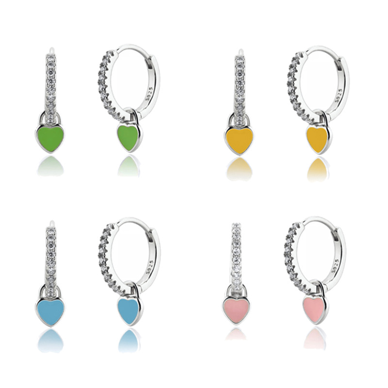 Européenne Et Américaine Sterling Argent Aiguille Simple Multi-couleur Coeur Oreille Géométrique Anneau Celi Français Clip Oreille Argent Boucles D'oreilles Femelle De Mode Best-seller display picture 8