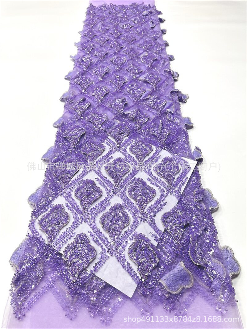 Multicolor calcomanías cuentas esquinillas bordadas tela de bordado de encaje pesado vestido de boda tela de vestido de alta definición