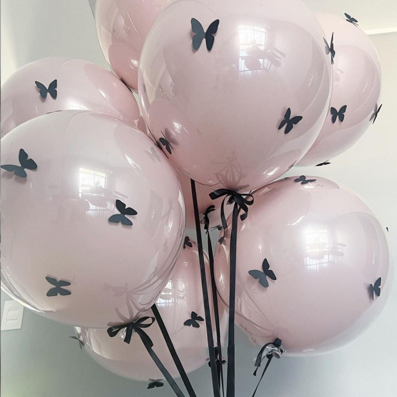 透明蝴蝶结气球布置场景装饰生日派对订婚结婚飘空马卡龙气球|undefined
