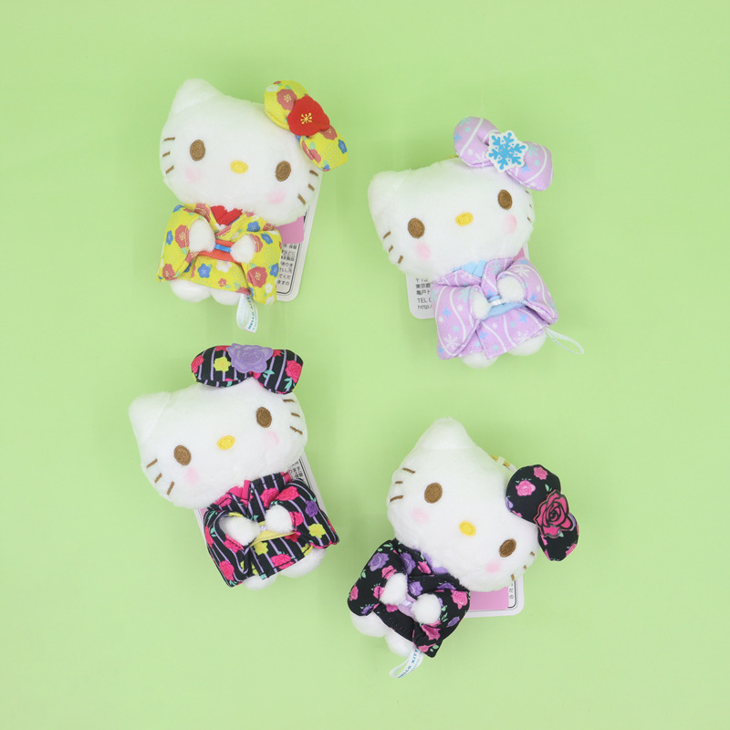 Japanese-Style New Fuji Mountain Black Cherry Blossom Rose Snowflake Series Kimono Kt Plush Toy Girly Heart Pendant