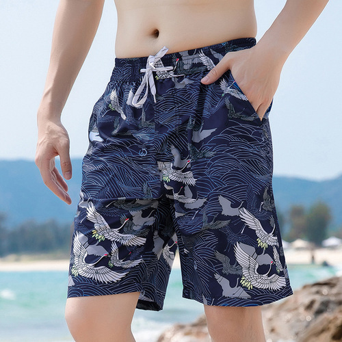 23 New Wholesale Beach Pants Men's Loose Boxer Quick-drying Swimming Pants Five-Fifth Large Size Couple Style Beach Vacation Shorts