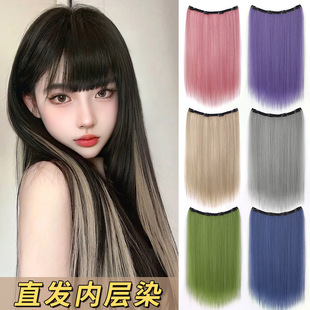 Wig piece highlighting one piece of dopamine bleaching and dyeing braided braided hair seamless large amount of hanging ear dyeing color hair strip