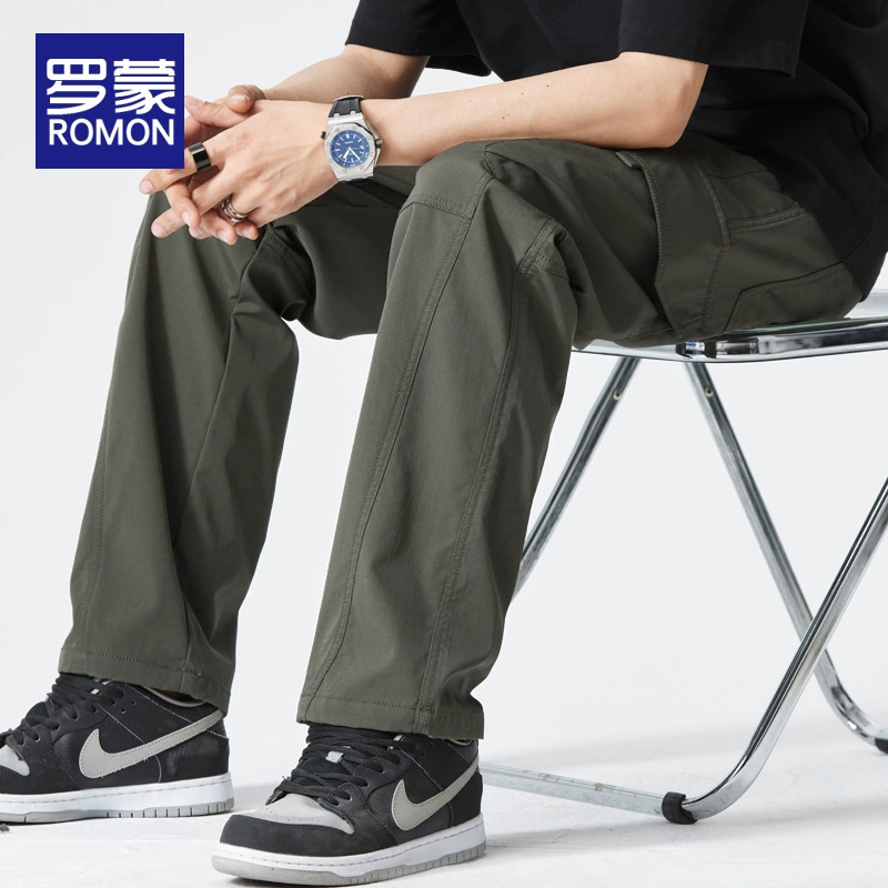 Romon летние тонкие повседневные брюки мужские свободные прямые широкие брюки 2025 новый американский модный бренд рабочие брюки мужские