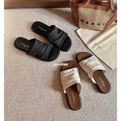 【羊皮版】バンコク風～シワ加工カジュアルリゾートビーチフラットサンダル レディース 夏用