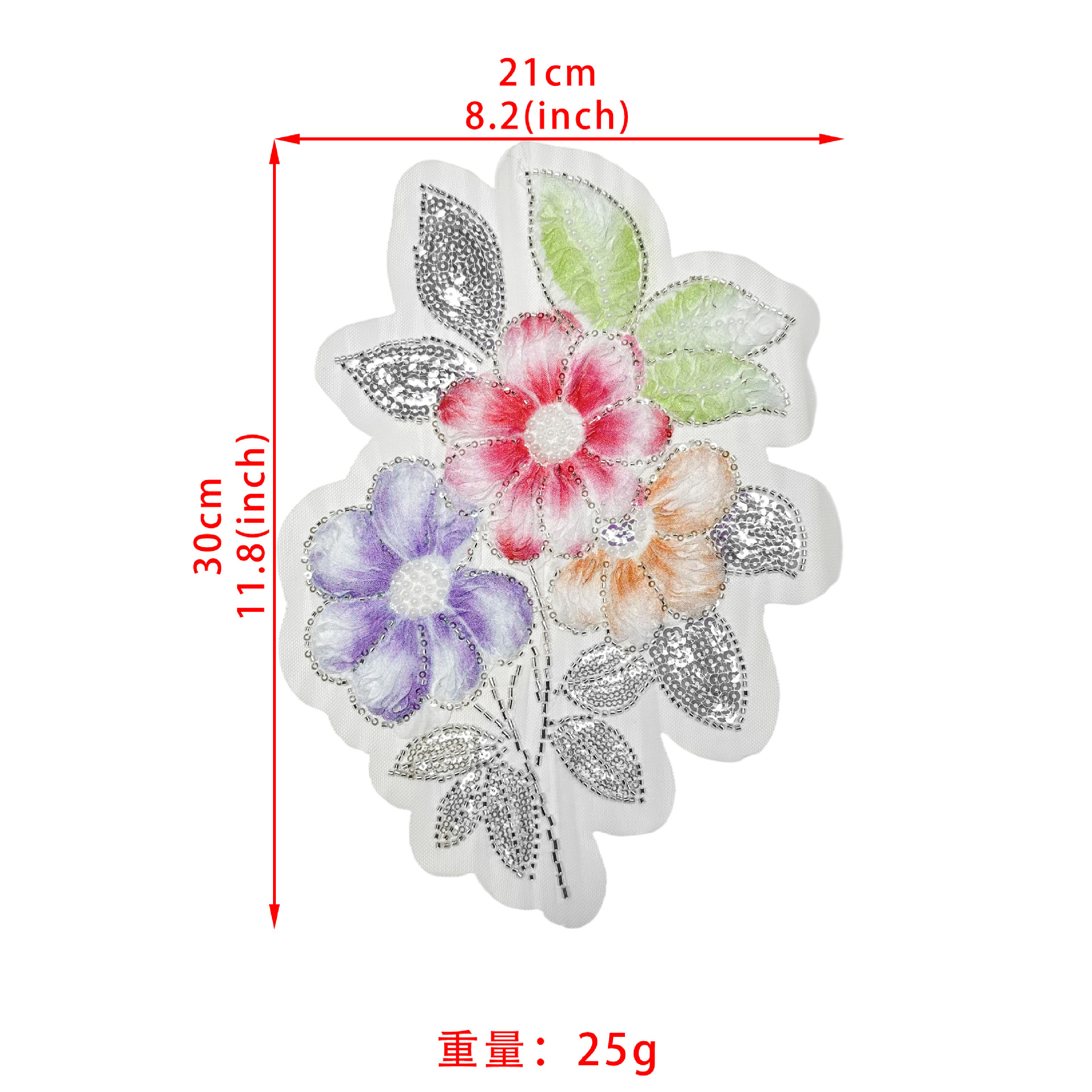 26 primavera y verano nuevo hilo de malla sequinilla bordado DIY tela teñida pegada flor de pecho decoración de moda accesorios de ropa de mujer