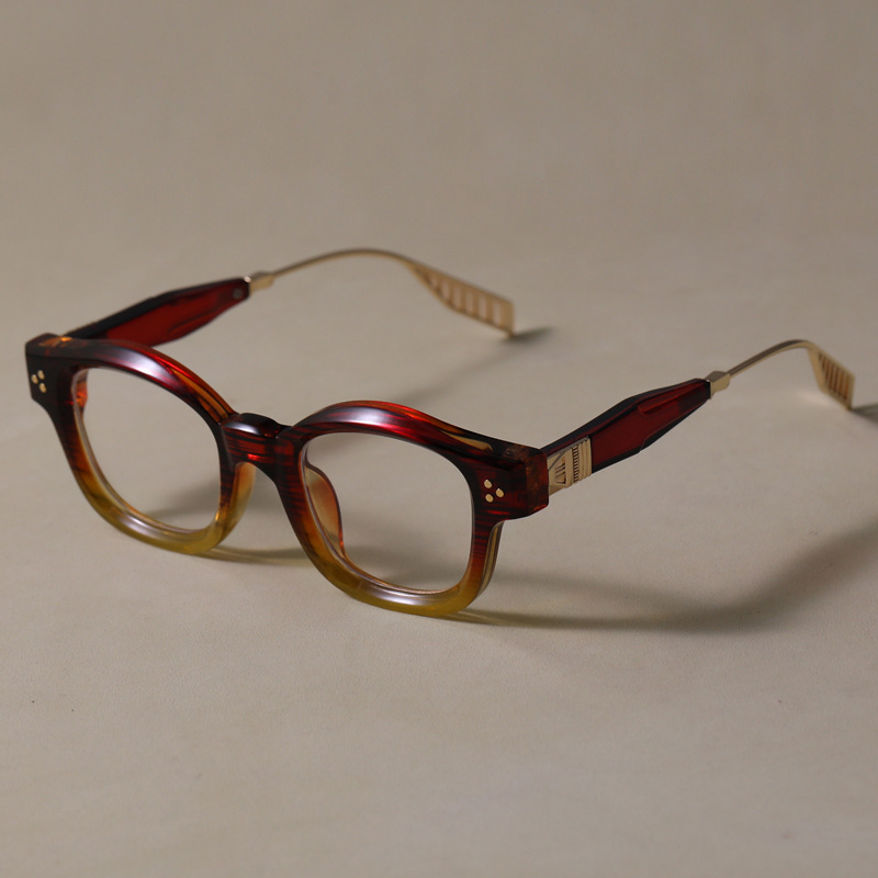 Retro square frame niche glasses for men, suitable for prescription lenses, high-quality thick-rimmed, Japanese style, blue light blocking, non-prescription