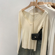 内搭好物麻花肌理长袖修身针织衫女装2025秋季新品小众不撞款上衣