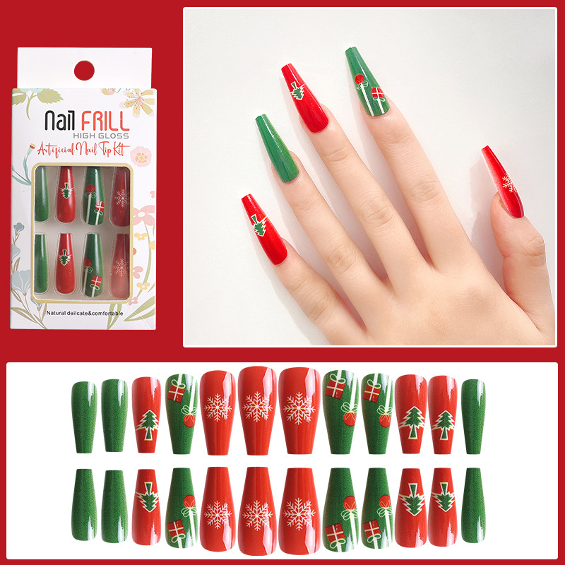 Navidad uñas desgaste de uñas Pequeño Libro Rojo popular alto sentido Año Nuevo pieza de uñas al por mayor parche corto falso etiqueta engomada del clavo