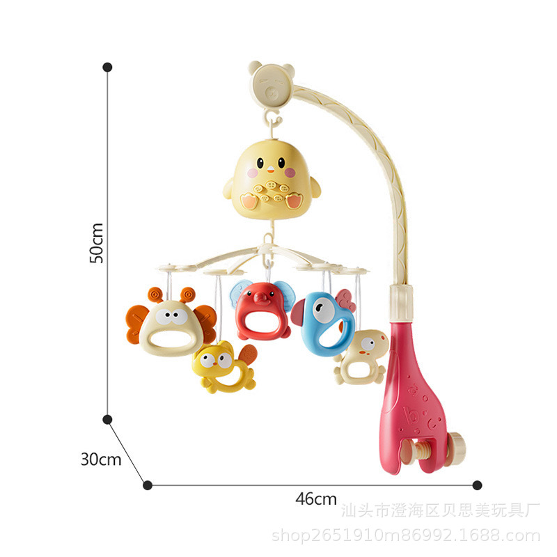 Campana de cama de bebé de exportación transfronteriza con mordedor lindo pollo divertido música de bebé campana de cabecera giratoria juguetes recién nacidos