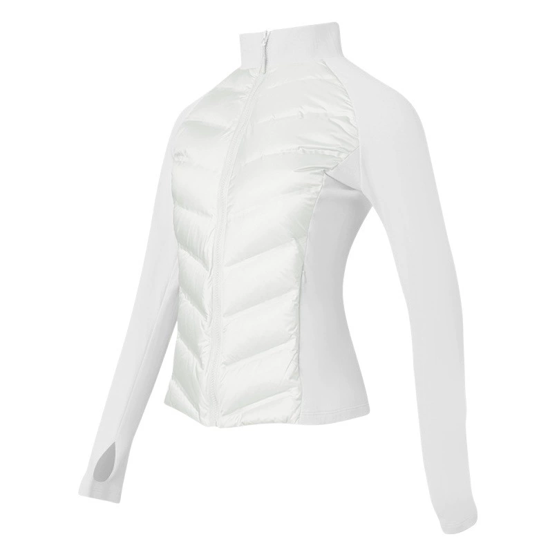 Спортивная женская куртка-пуховик, легкая и тонкая, подходит для катания на лыжах, бега, теплый пуховик из утиного пуха, для фитнеса, ветрозащитная, с воротником-стойкой, куртка-пуховик V-образной формы.