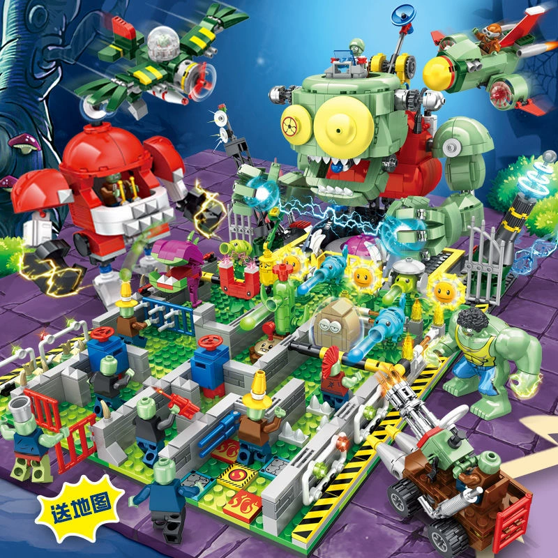 Китайский конструктор, Plants vs. Zombies, ферма, лабиринт, игрушка для мальчиков, полный набор, подарок на день рождения