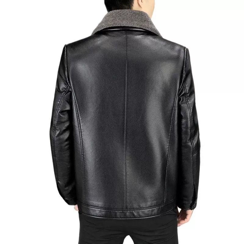 Warm demi-season short winter down jacket, for middle age