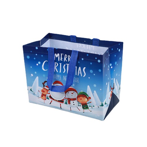 Amazon's best-selling Christmas print cute cartoon Santa Claus and snowman non-woven large tote bag