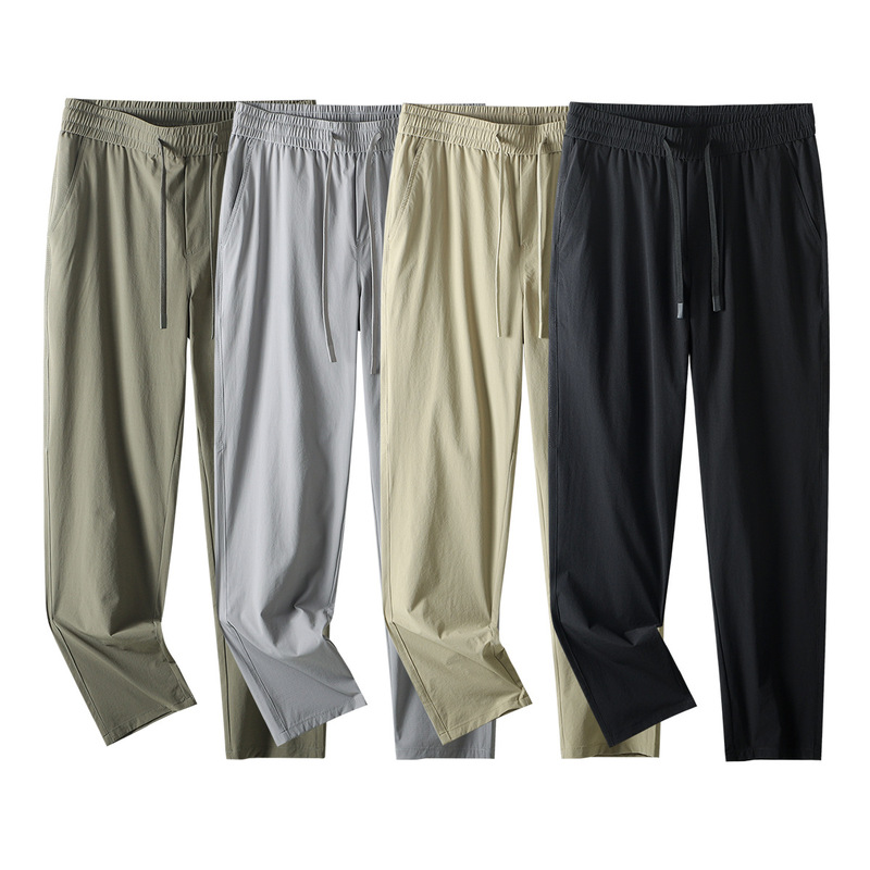 The ice feels silky! Outdoor sports! Men's Air Conditioning Pants Spring and Summer Elastic Waist Elastic Casual Pants