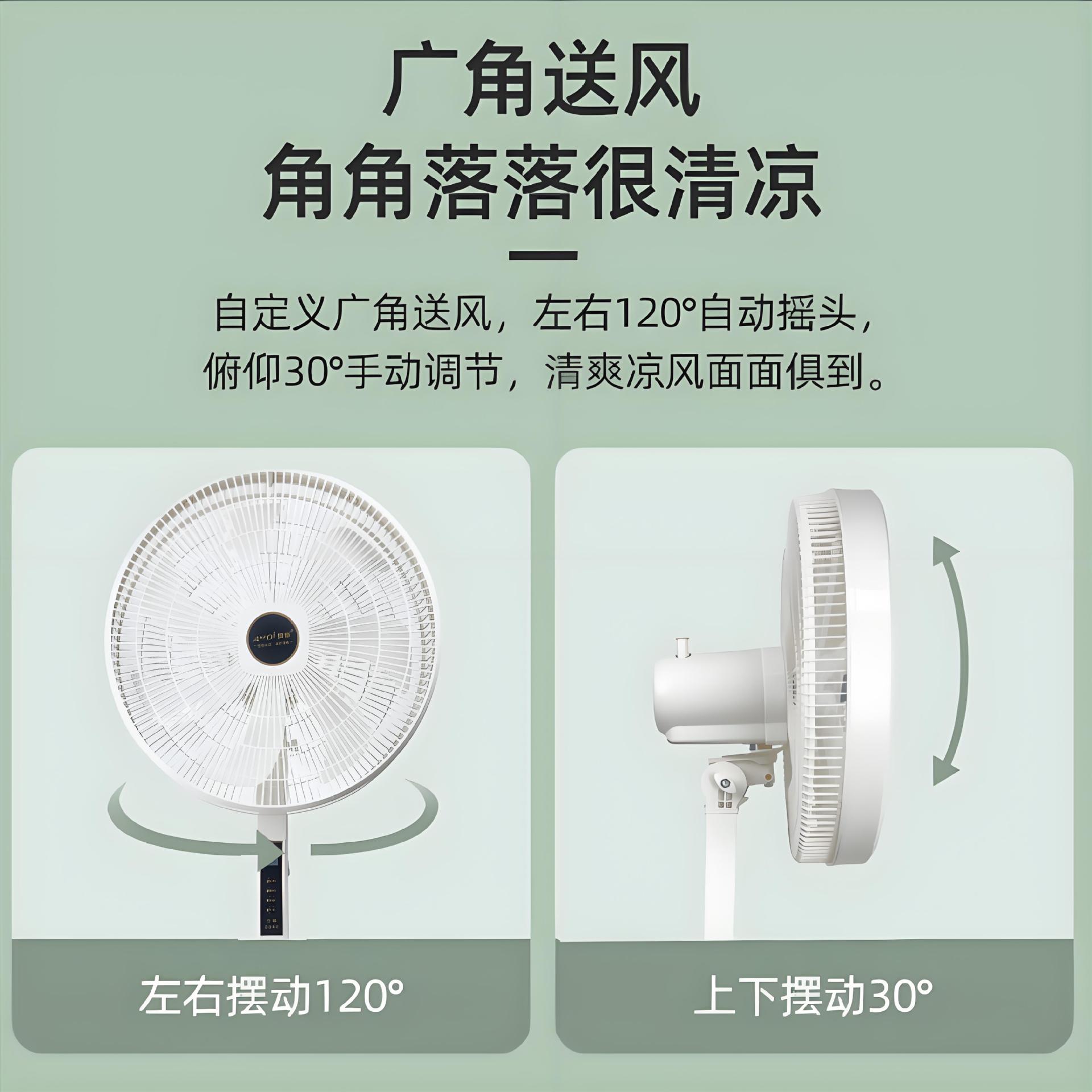 Estricto ventilador eléctrico de aterrizaje de viento doméstico silencioso de 16 pulgadas controlado por control remoto horario vertical de oficina dormitorio ventilador de cabeza