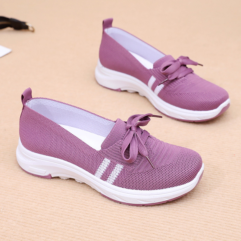 Spring and Autumn Women's New Style Slip-on Comfortable Soft Sole Walking Shoes Casual Fashion Sports Women's Shoes Middle-aged and Elderly Flat Shoes