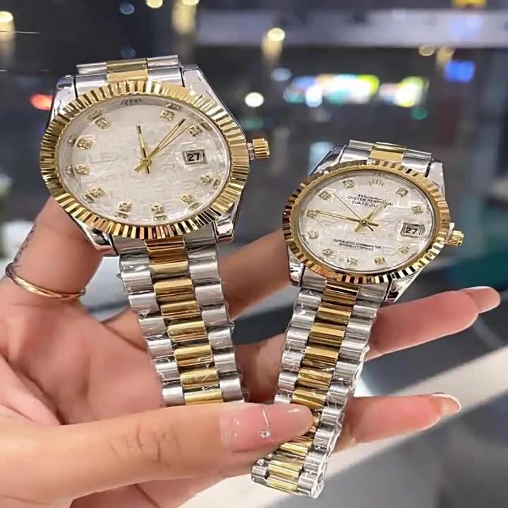 Laojia Diary Style Men's Watch Stainless Steel Strap Couple Watches Quartz Watch Set Wholesale Dial Calendar