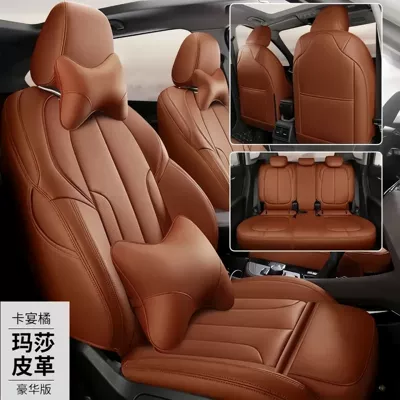 Hyundai Reina, YueDong, LingDong, Feista, Modelə uyğun (Original) oturacaq örtükləri - cayenne-orange-deluxe-edition-five-seater-nappa-leather-full-coverage-for-front-and-rear-rows