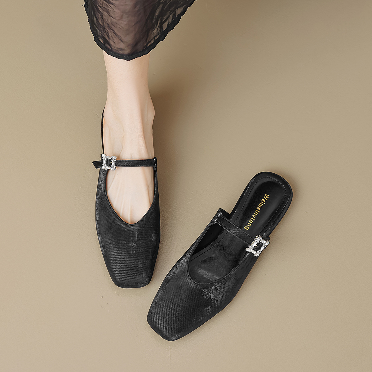 Women's One-strap Closed-toe Flat Slippers French Style Summer_voghion.com