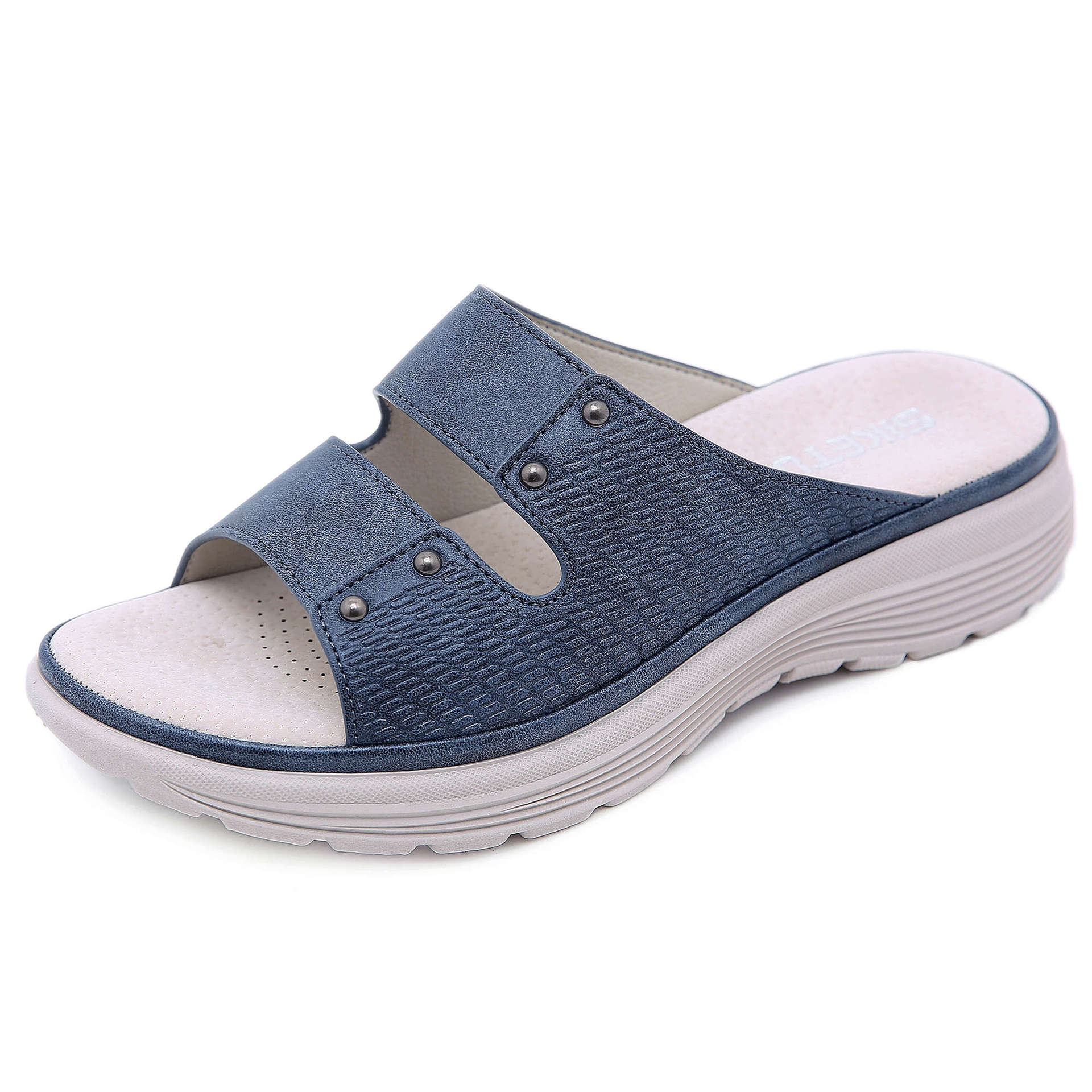 2025 Neue Frühjahrsmode Damen Einfache Rivet Sport Style Wedge Große Hausschuhe_voghion.com