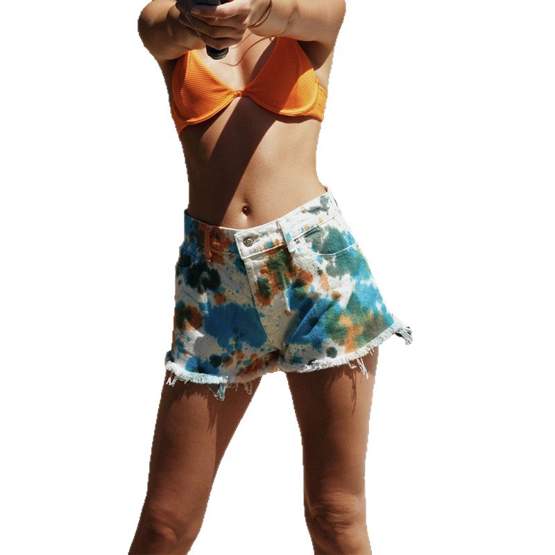 2023 primavera y verano nuevo Amazon eBay europeo y americano sexy blanco Fondo teñido ordinario cintura alta estiramiento pantalones vaqueros de las mujeres