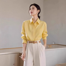 秋季穿搭高级感轻奢干练气质女装冷淡系独特别致职业黄色衬衫套装