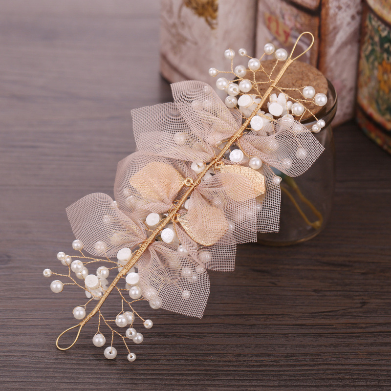 Pearl, Lace Design Kid'S Princess Flower Alloy Cloth Pearl Lace Hair Band