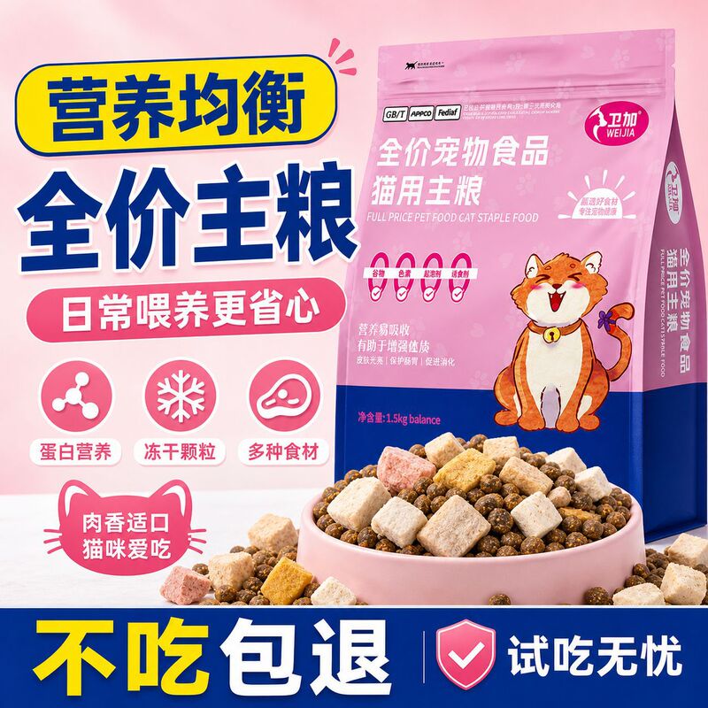 Pet Cat Food Manufacturer Wholesale High-Protein Fresh Meat Freeze-Dried Grain-Free Cat Food for Kittens and Adult Cats Full-Price Cat Food Pet Cat Food Manufacturer Wholesale High-Protein Fresh Meat Freeze-Dried Grain-Free Cat Food for Kittens and Adult Cats Full-Price Cat Food