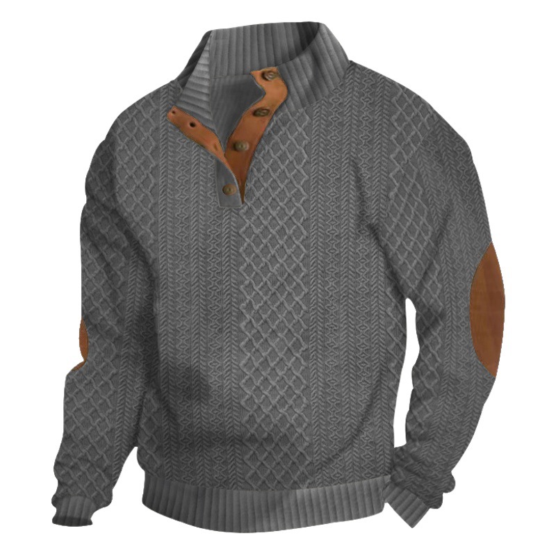 25 venta caliente transfronteriza otoño e invierno código europeo casual al aire libre de los hombres cuello alto manga larga jacquard suéter de punto 5XL