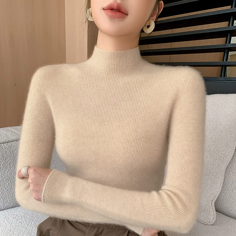 First-Line Ready-To-Wear Wool Blend 2025 Autumn and Winter New Slim Fit Half Turtleneck Pure Color Inner Pullover Bottoming Knitwear