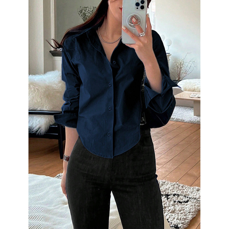 Space Station Cross-Border Foreign Trade Hot-Selling Unique Sweet and Spicy Sexy Long-Sleeved Shirt High-End Design Niche Style Top