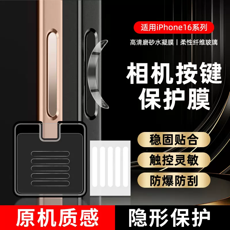 适用苹果16ProMax手机拍照按键防刮保护贴 iPhone16相机键水凝膜
