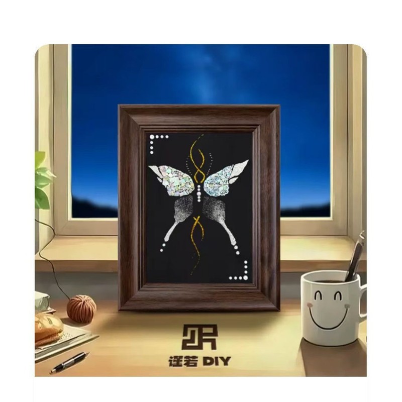 非遗蝴蝶diy螺钿画材料包手工暖场中国风节日团建相框装饰画礼物|undefined