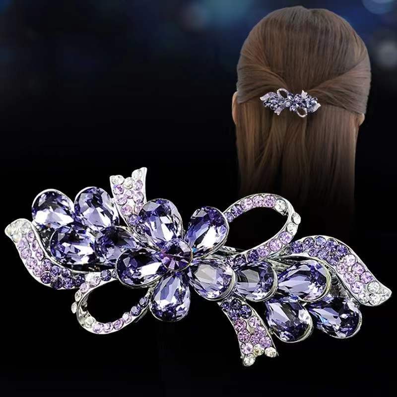 Fashion small size hairpin spring clip bow headdress rhinestone top clip flower back head hair accessories for women